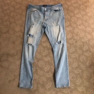 Skinny ripped light blue jeans